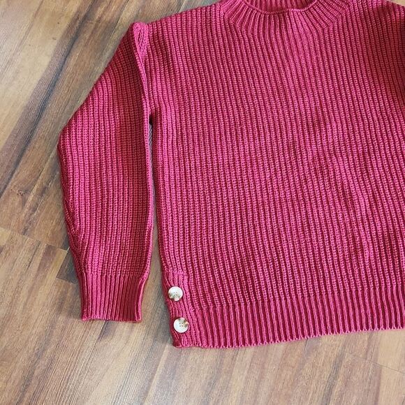 Madison Grey Pink Mockneck Button Side Sweater - Picture 2 of 6